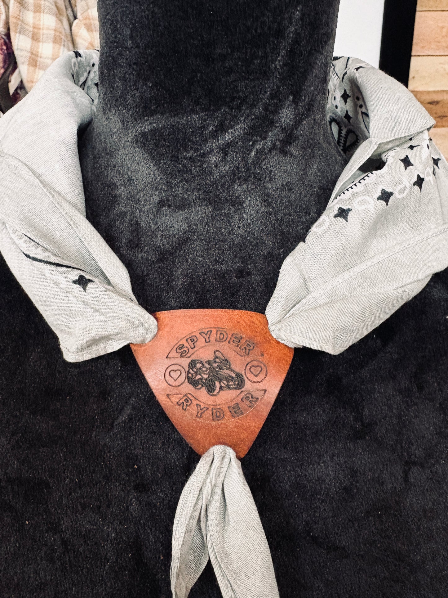 Leather Triangle Bandana Slide