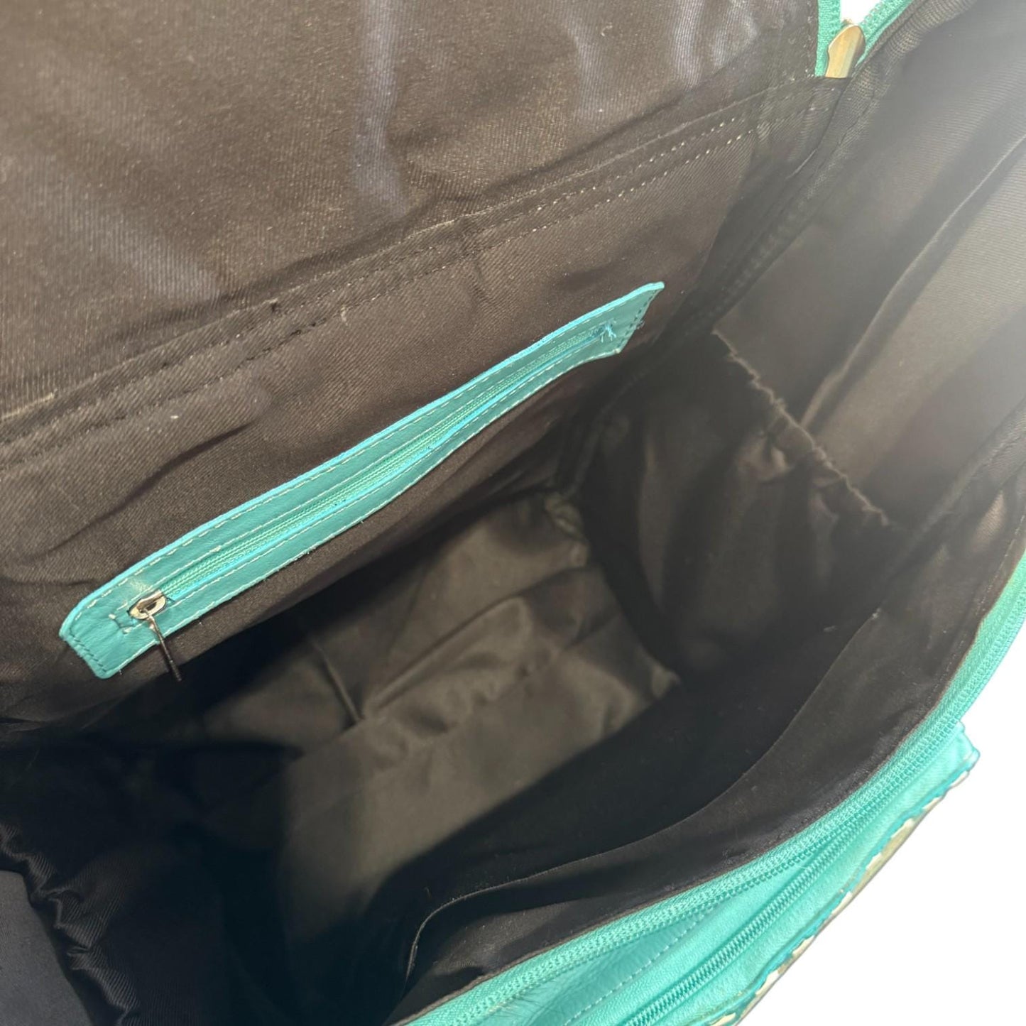 Turquoise Genuine Western Cowhide Leather Backpack - Personal Item & Carry-On
