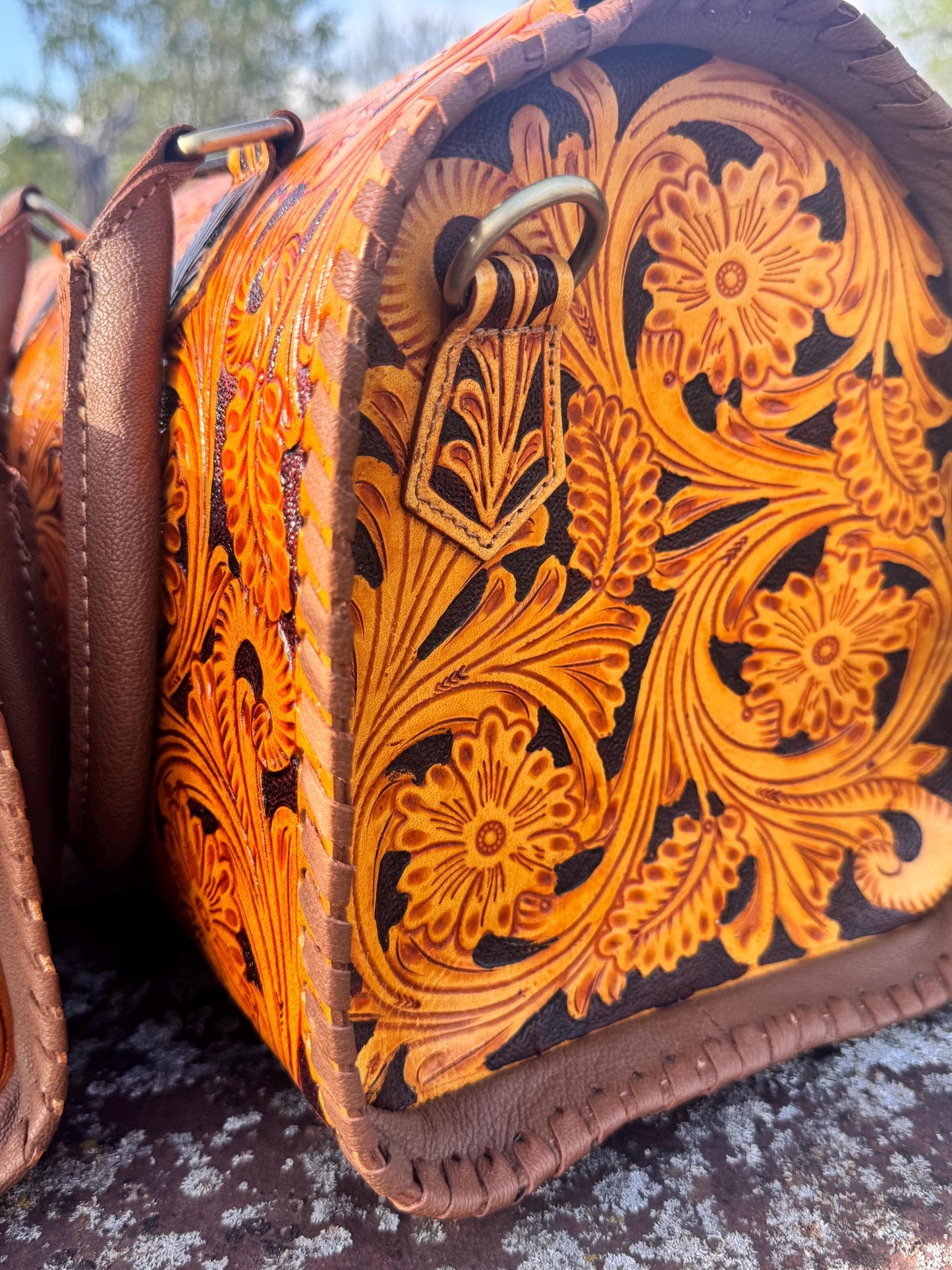 Sorrel Sunset Speedy Western Genuine Leather Barrel Bag