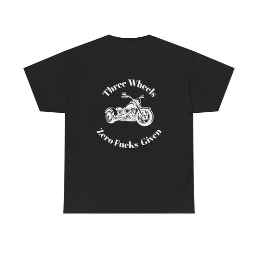 Three Wheels Trike T-Shirt — "Three Wheels Zero F***s Given" Biker Tee