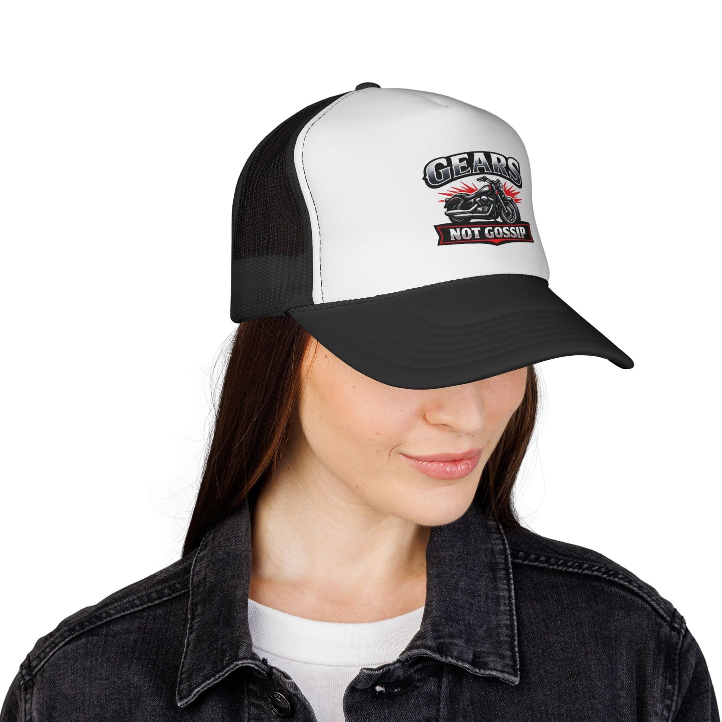 Trucker Cap — "Gears Not Gossip" Motorcycle Mesh Hat
