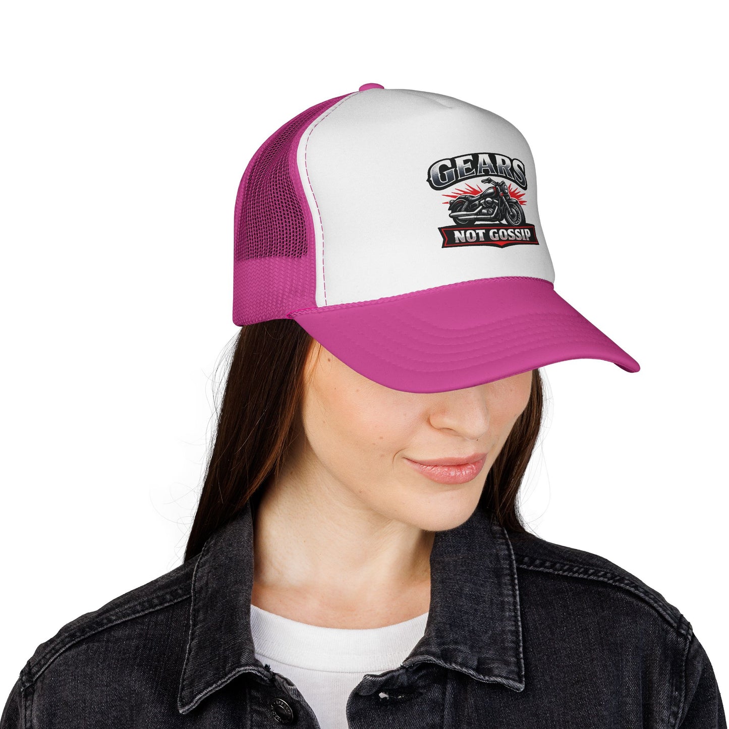 Trucker Cap — "Gears Not Gossip" Motorcycle Mesh Hat