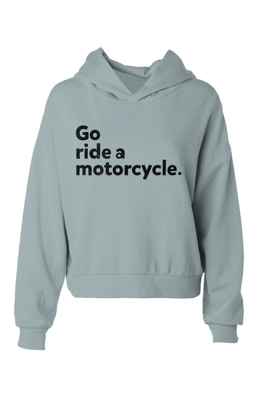 Original "Go ride a motorcycle" Women's Hip Length Hoodie (black ink)