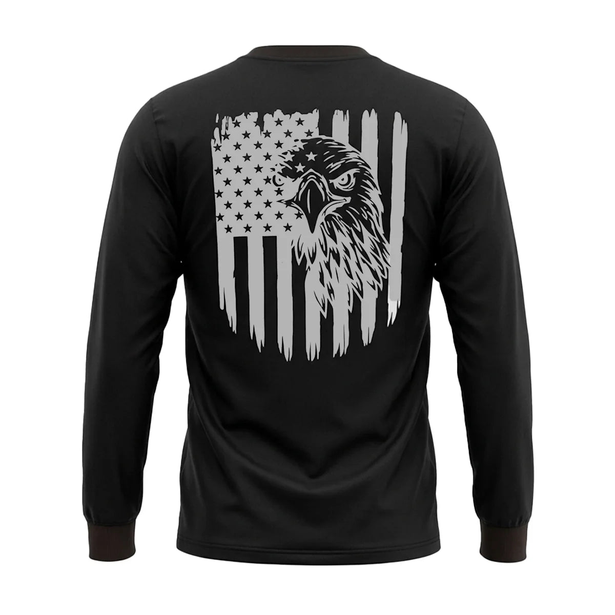 Men's Long Sleeve T-Shirt with American Eagle & Flag Print