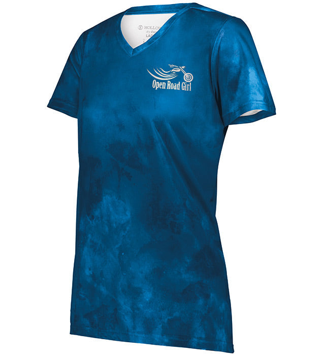 Open Road Girl Cloud Print Vneck Short Sleeve Tee, 4 COLORS