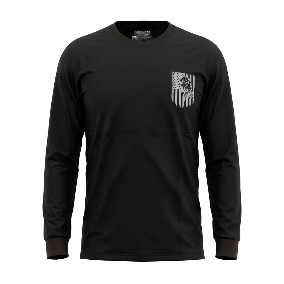 Men's Long Sleeve T-Shirt with American Eagle & Flag Print