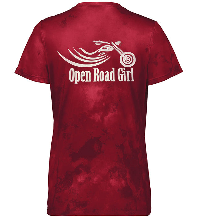 Open Road Girl Cloud Print Vneck Short Sleeve Tee, 4 COLORS