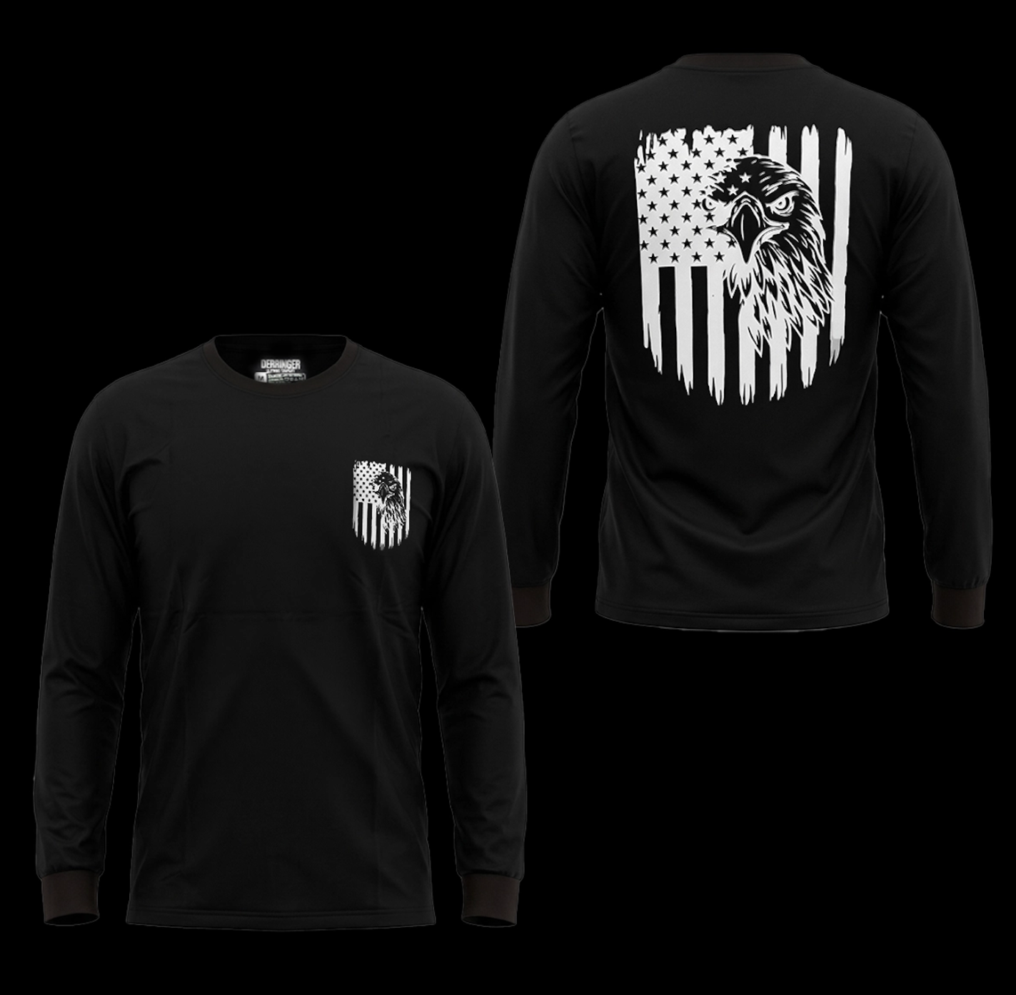 Men's Long Sleeve T-Shirt with American Eagle & Flag Print