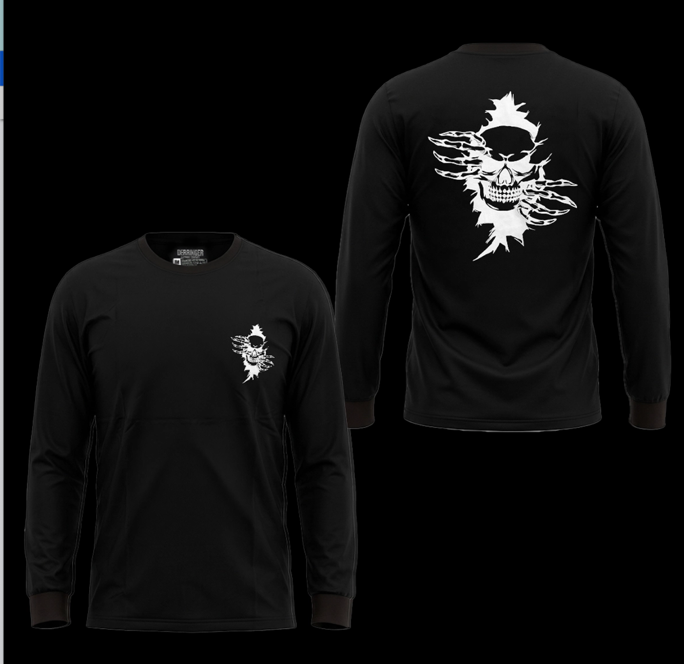 Men's Long Sleeve T-Shirt with Skull Graphic Print
