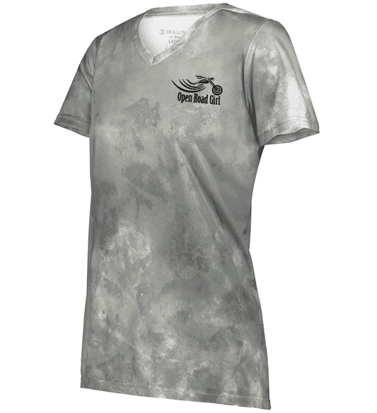 Open Road Girl Cloud Print Vneck Short Sleeve Tee, 4 COLORS