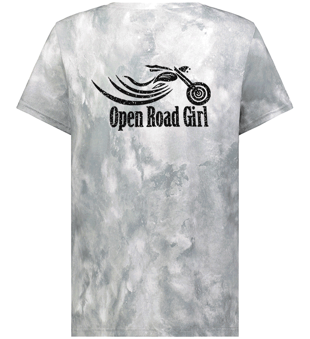 Open Road Girl Cloud Print Vneck Short Sleeve Tee, 4 COLORS