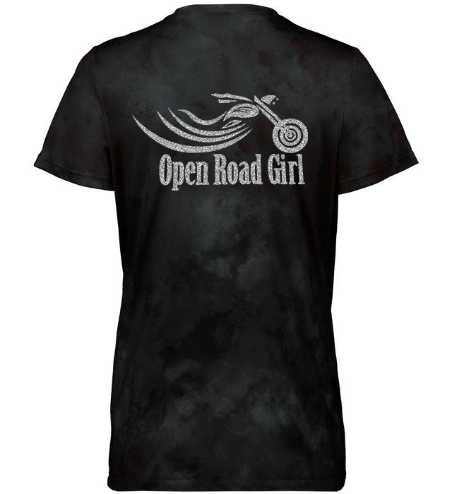 Open Road Girl Cloud Print Vneck Short Sleeve Tee, 4 COLORS