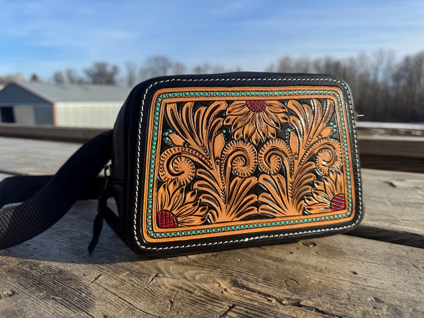 Genuine Leather Tooled Western Everywhere Belt Bag