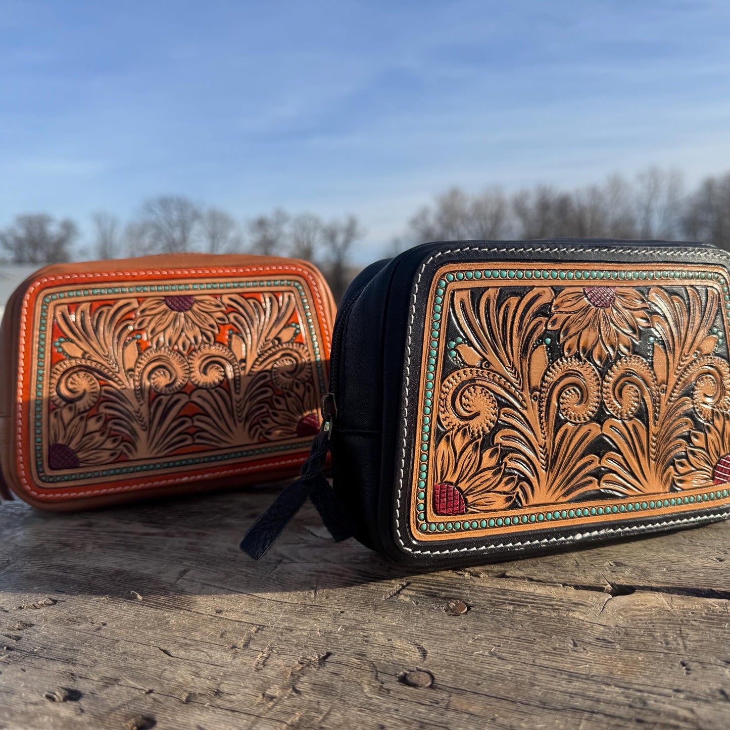 Genuine Leather Tooled Western Everywhere Belt Bag