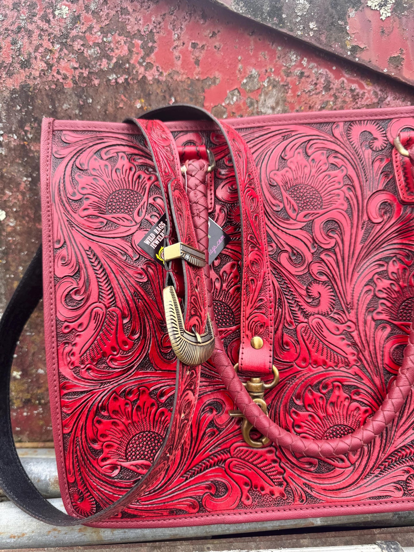 Deep Cherry Red Speedy Western Genuine Leather Barrel Bag