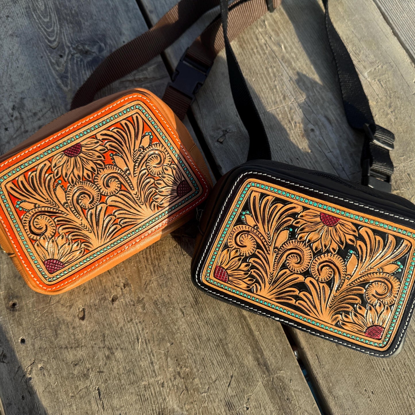 Genuine Leather Tooled Western Everywhere Belt Bag
