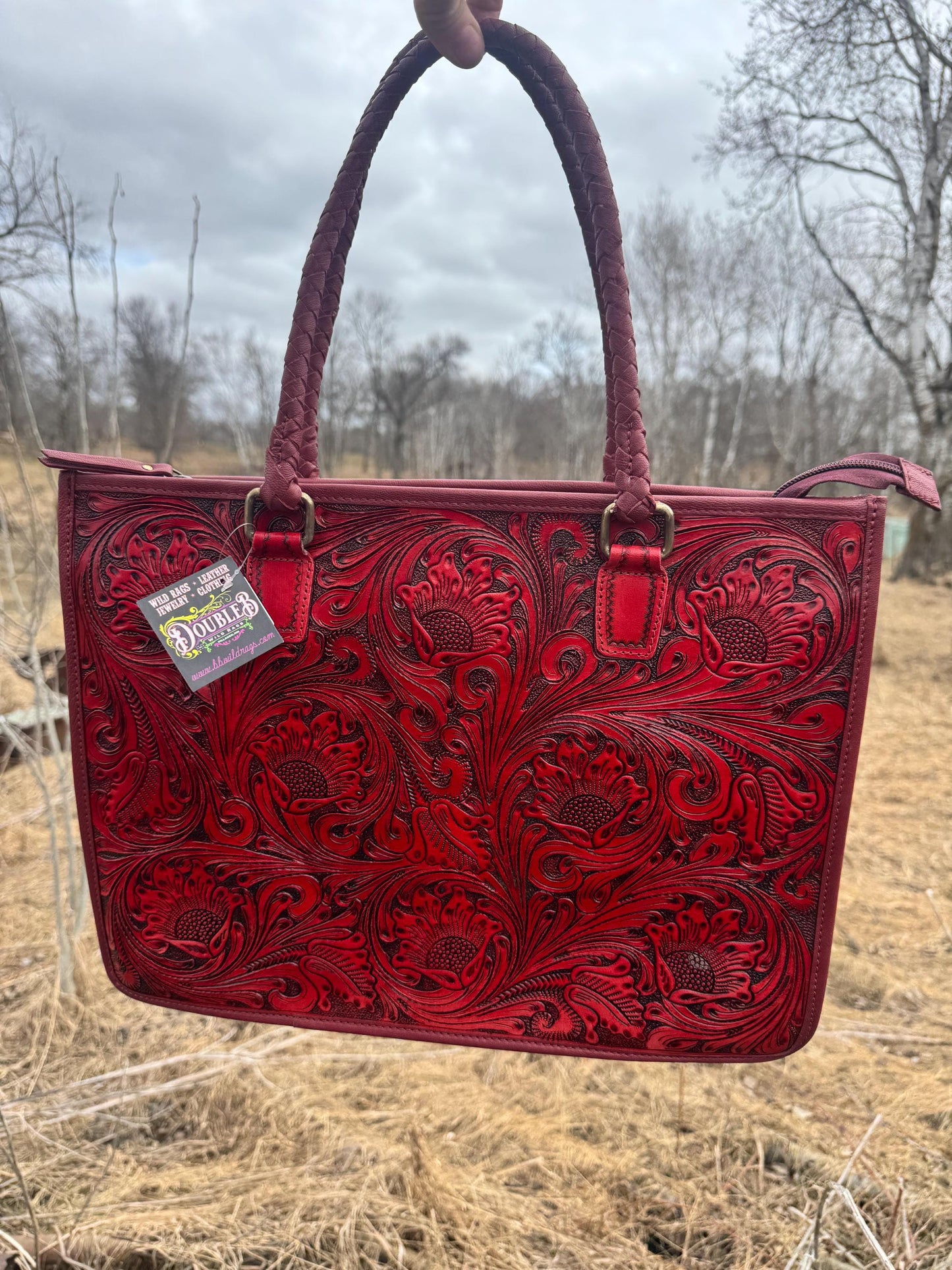 Deep Cherry Red Speedy Western Genuine Leather Barrel Bag