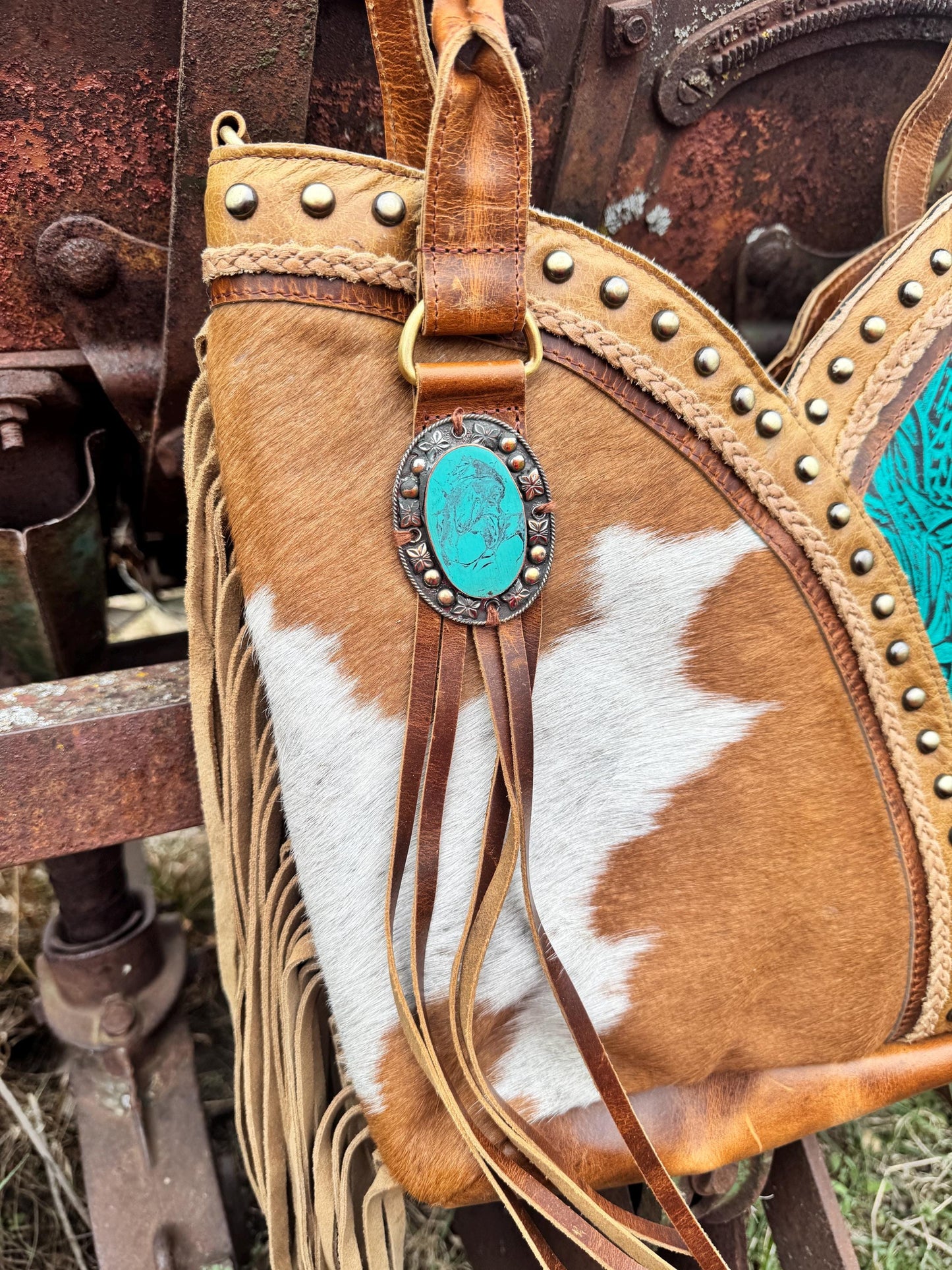 Turquoise Gypsy Fringe Tote Bag