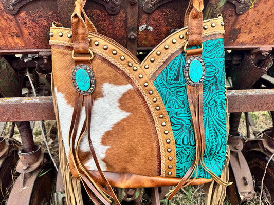 Turquoise Gypsy Fringe Tote Bag