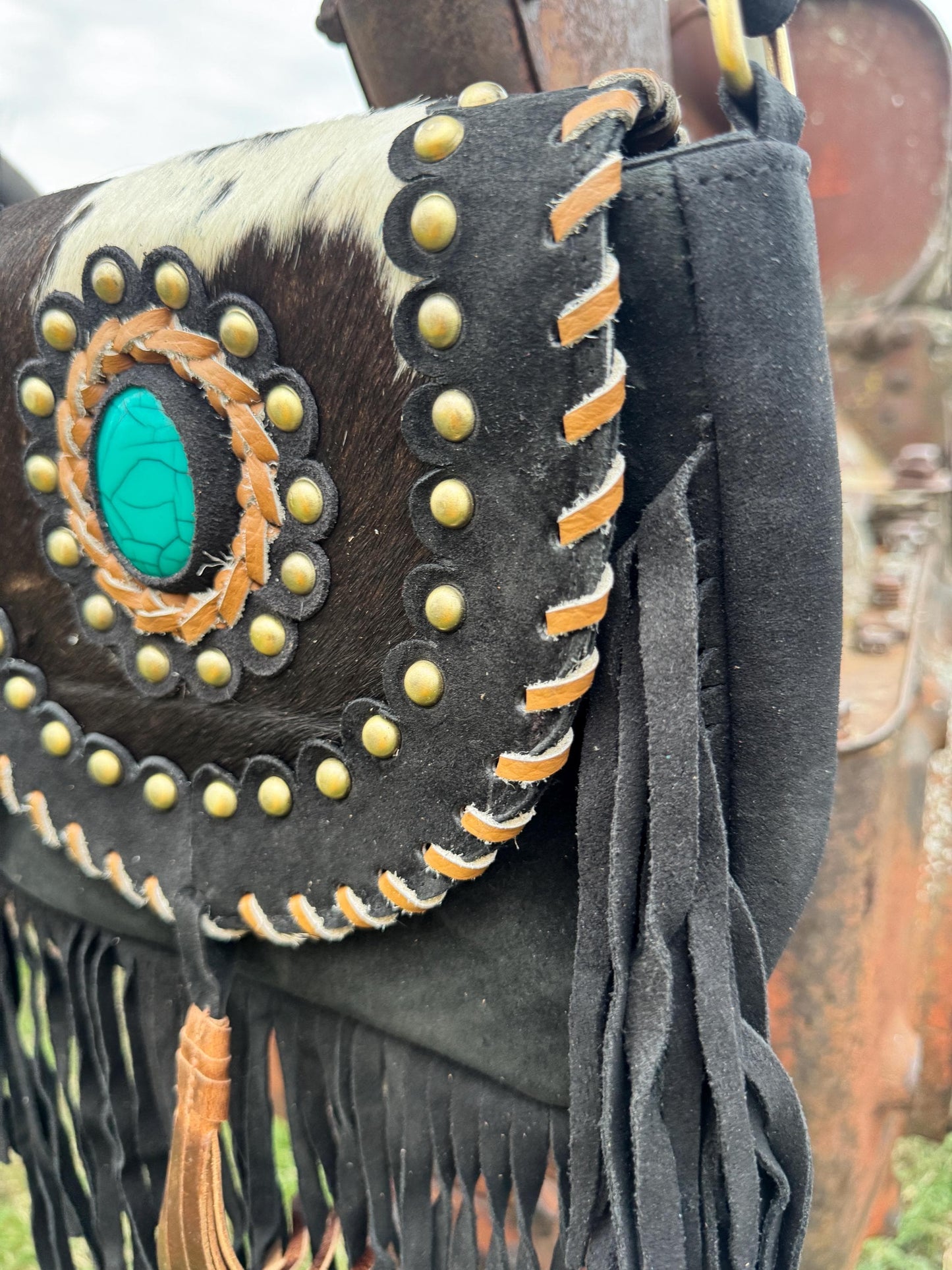 Turquoise Gypsy Fringe Tote Bag