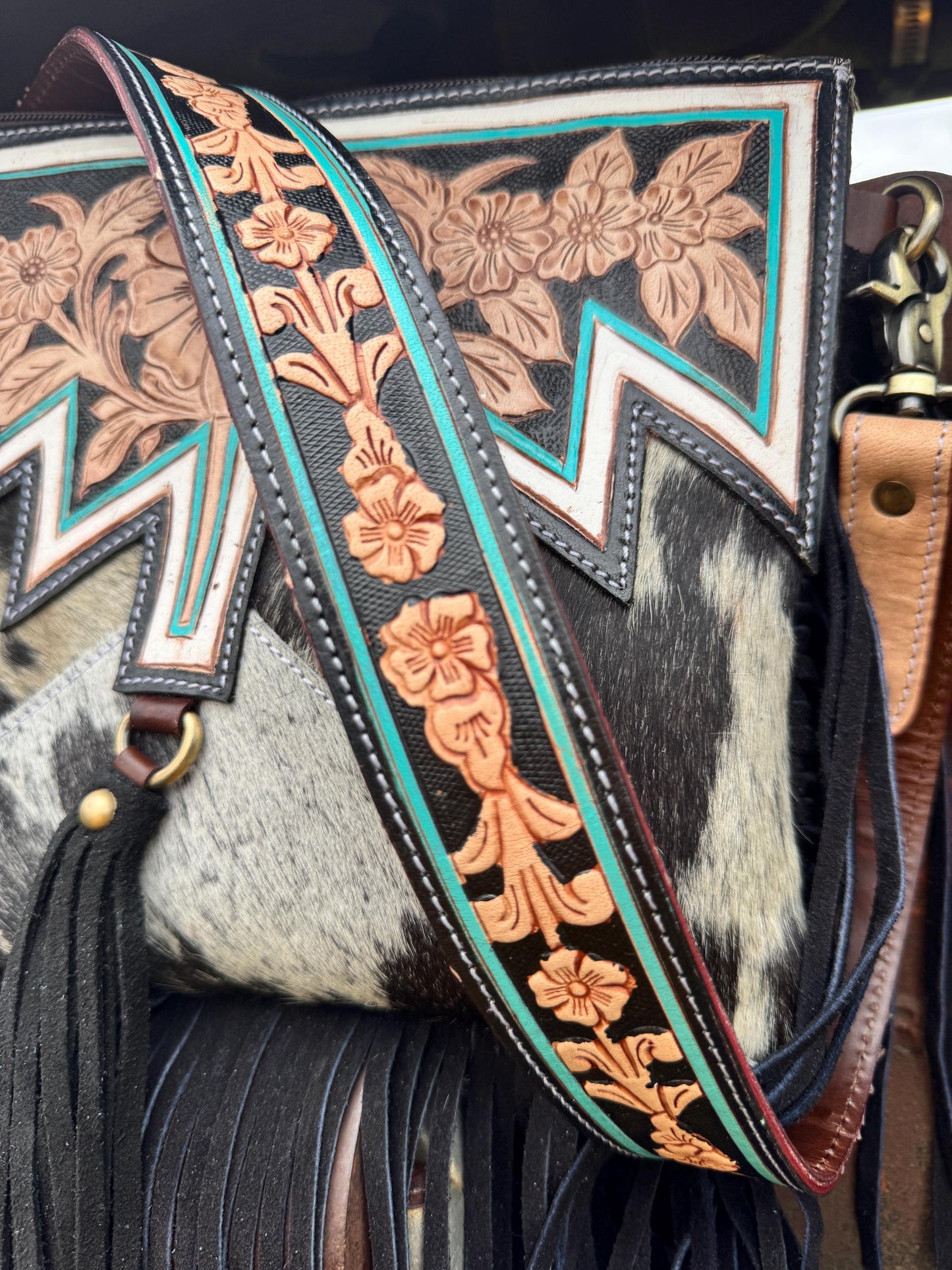 Genuine Western Boho Fringe Suede Leather Purse