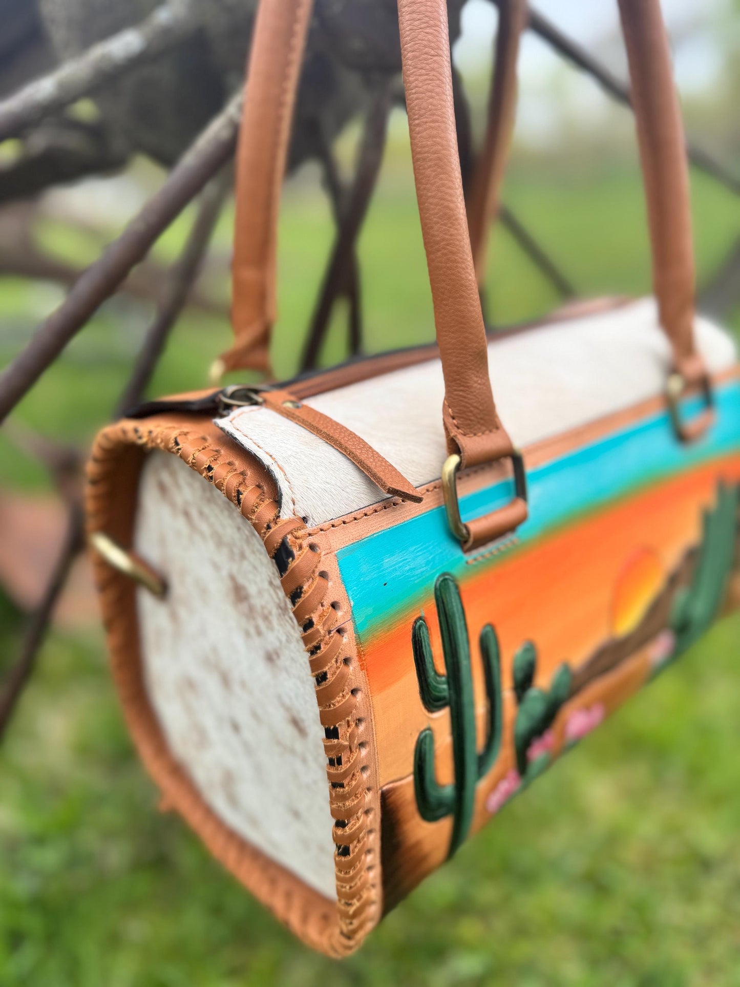 Desert Sunset Western Speedy Leather Purse with Optional Wallet