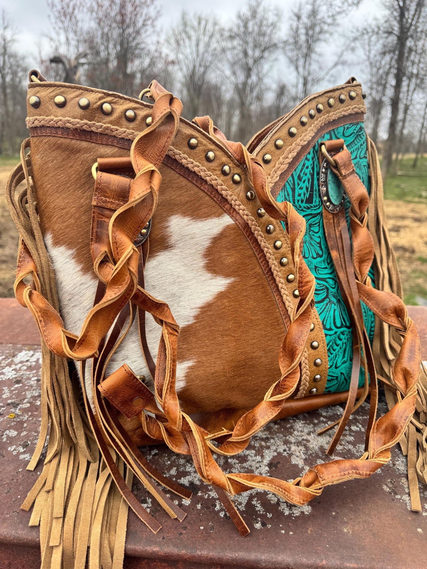 Turquoise Gypsy Fringe Tote Bag