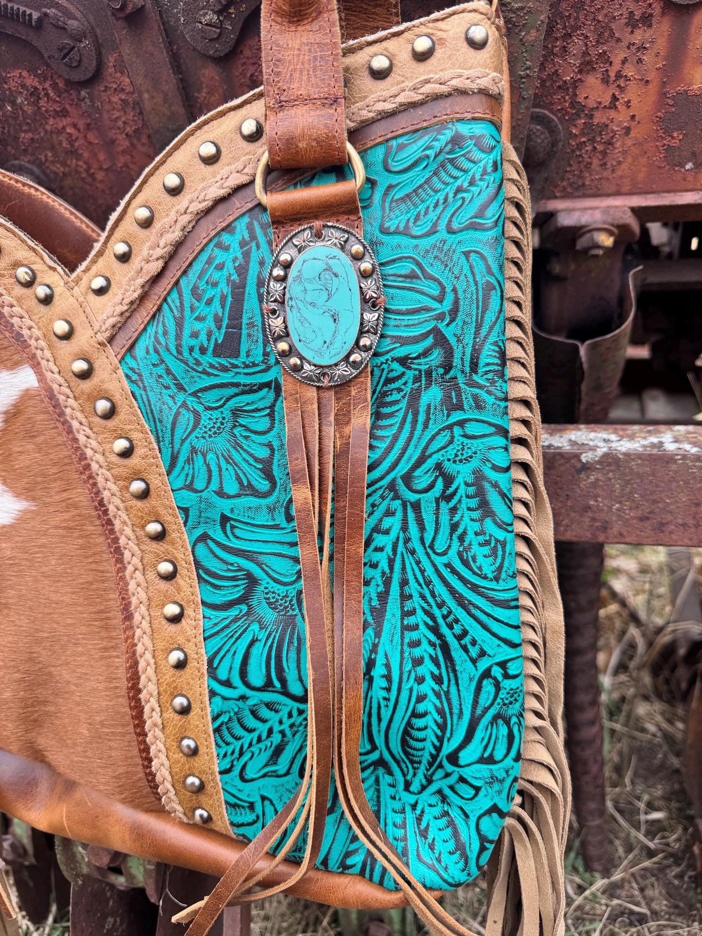 Turquoise Gypsy Fringe Tote Bag