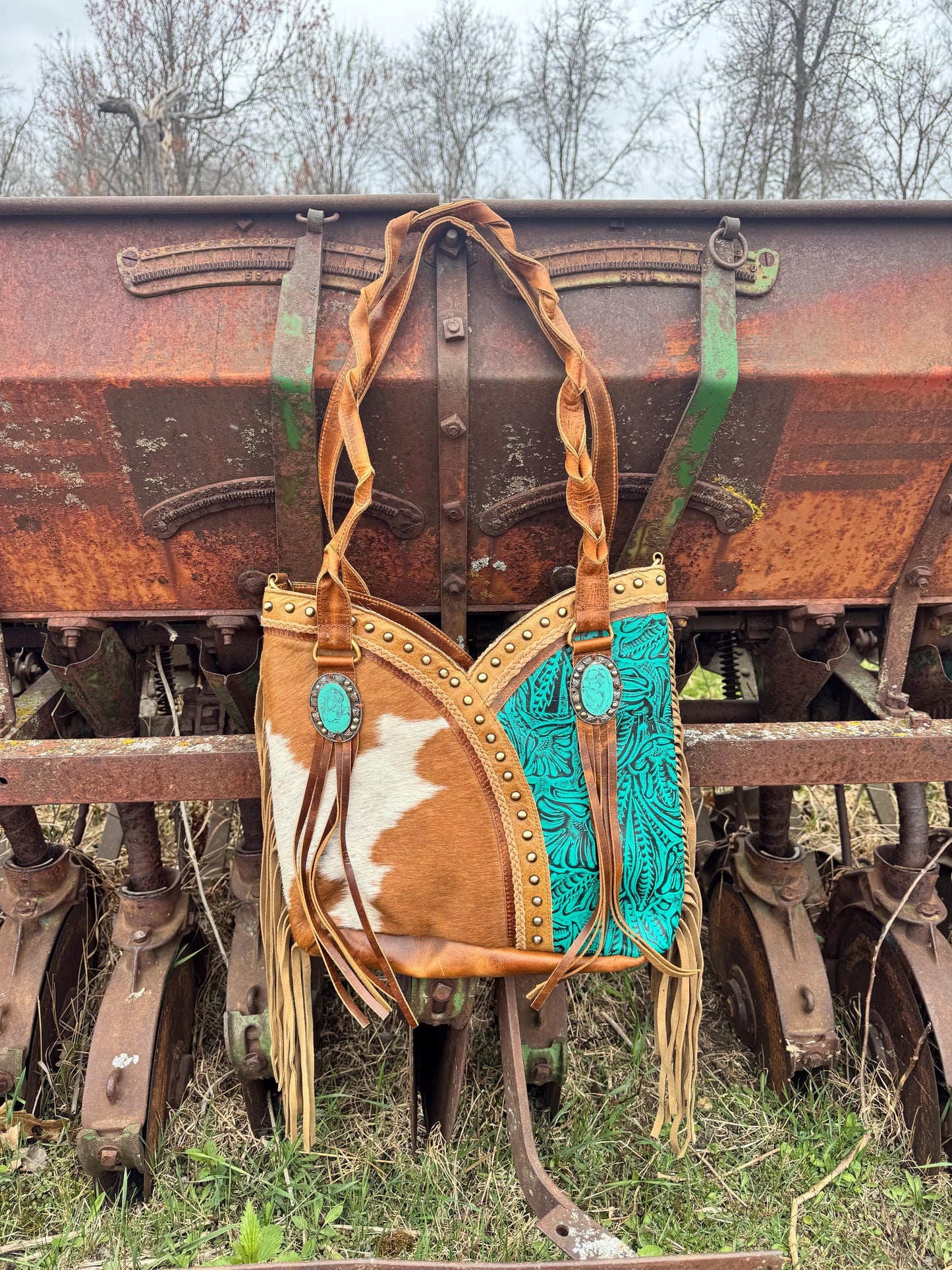 Turquoise Gypsy Fringe Tote Bag