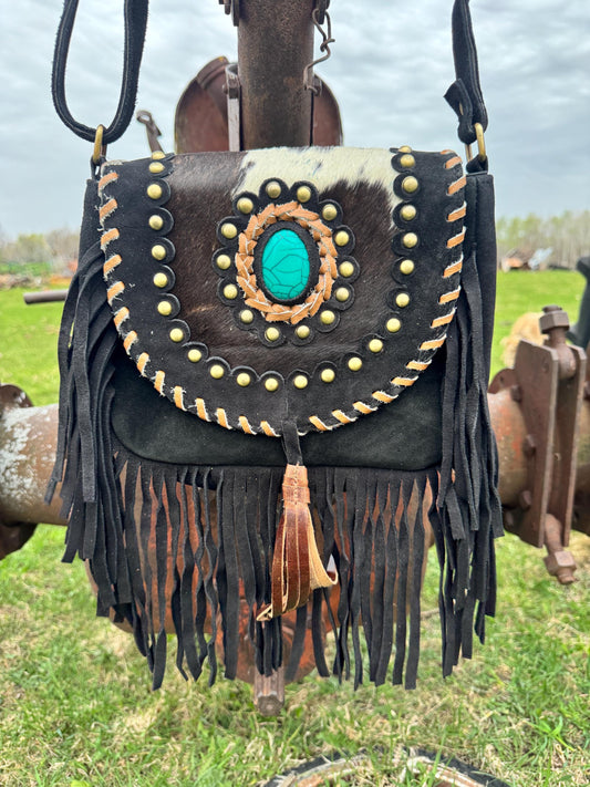Turquoise Gypsy Fringe Tote Bag