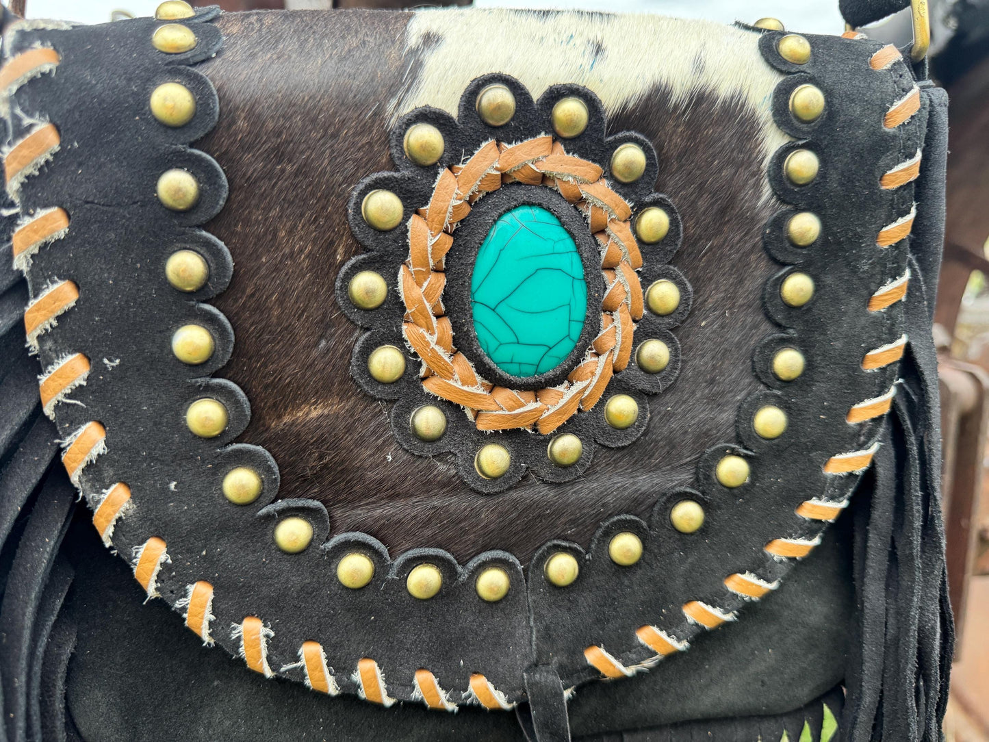 Turquoise Gypsy Fringe Tote Bag