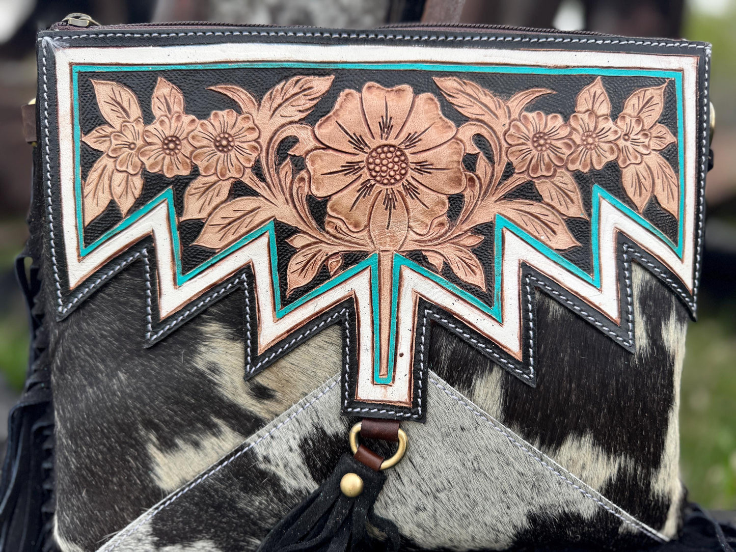 Genuine Western Boho Fringe Suede Leather Purse