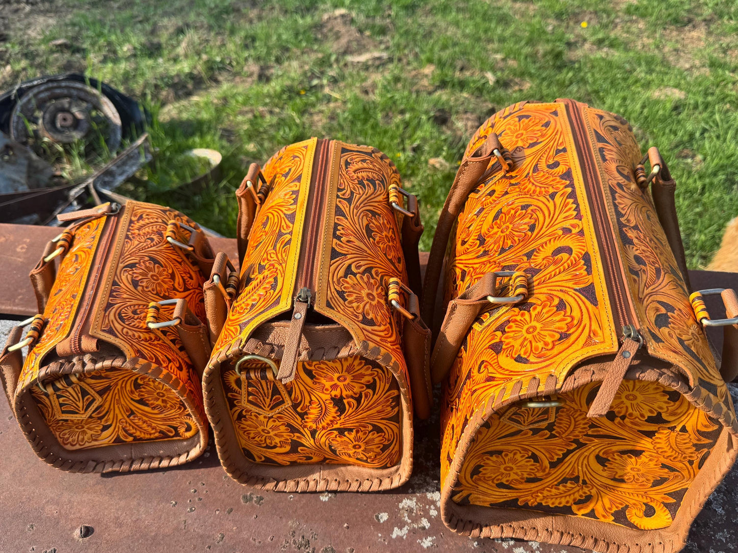 Sorrel Sunset Speedy Western Genuine Leather Barrel Bag